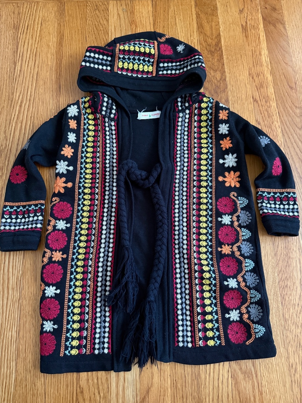 Mimi & Maggie embroidered knit boho cardigan
